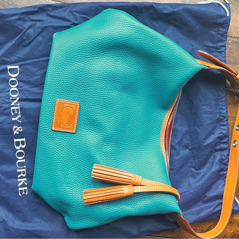 Spring is coming!  tan and robin egg blue Dooney Leather hobo would be perfect